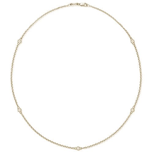 FLOATING 5 DIAMOND NECKLACE IN YELLOW GOLD WITH MILGRAIN - NECKLACES