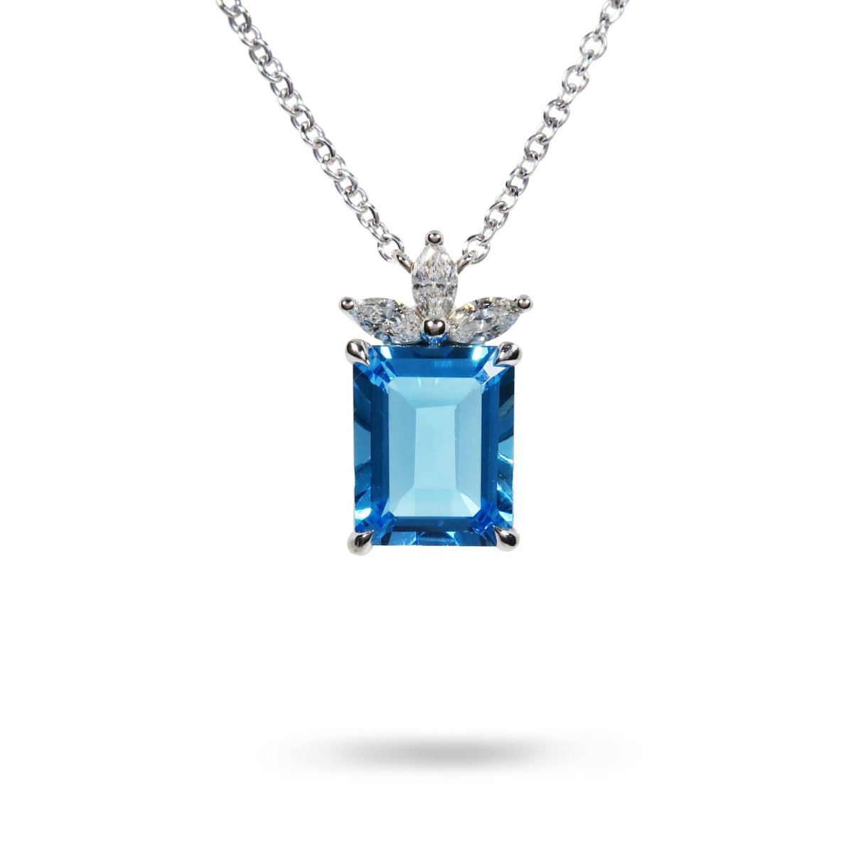 BOW PENDANT WITH BLUE TOPAZ - NECKLACES