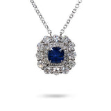 CUSHION COUNTESS BLUE SAPPHIRE PENDANT IN WHITE GOLD - NECKLACES