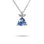 TRILLION BOW NECKLACE WITH BLUE SAPPHIRE IN 14K WHITE GOLD - NECKLACES