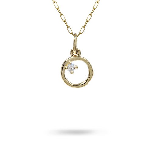 ORGANIC CIRCLE WITH DIAMOND IN YELLOW GOLD - NECKLACES