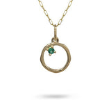 ORGANIC CIRCLE WITH EMERALD IN YELLOW GOLD - NECKLACES