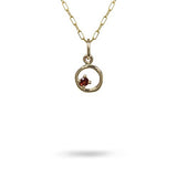 ORGANIC CIRCLE WITH GARNET IN YELLOW GOLD - NECKLACES