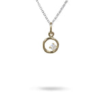 7MM ORGANIC CIRCLE WITH DIAMOND IN 14K YELLOW GOLD - NECKLACES