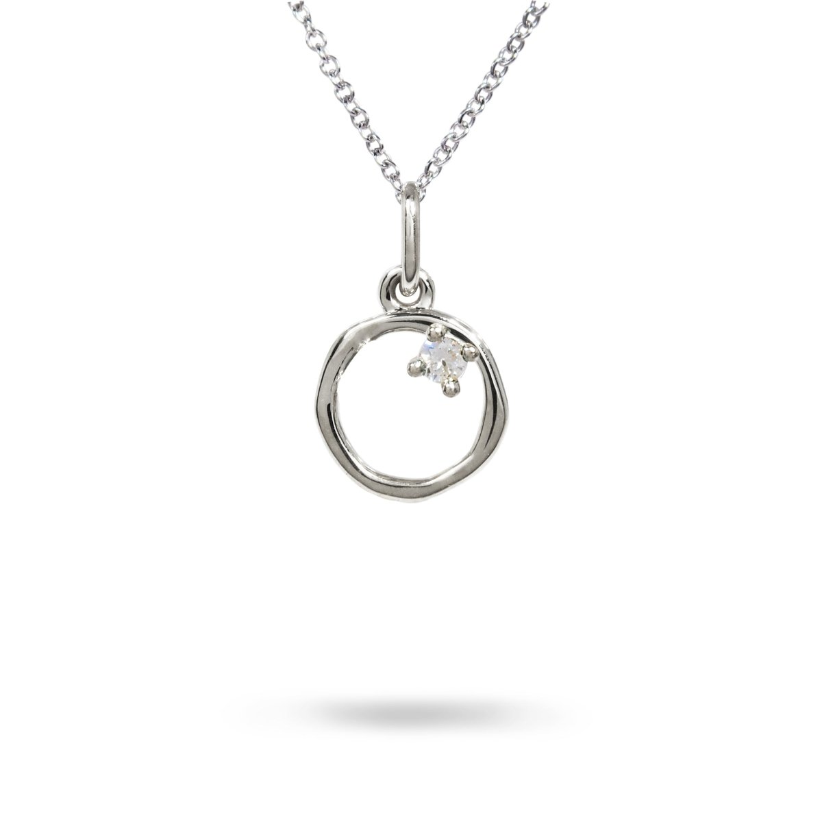 12MM ORGANIC CIRCLE WITH DIAMOND IN 14K WHITE GOLD RIGHT - NECKLACES