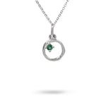 9MM ORGANIC CIRCLE WITH EMERALD IN STERLING SILVER - NECKLACES