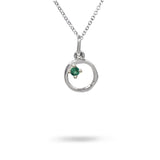 9MM ORGANIC CIRCLE WITH EMERALD IN STERLING SILVER - NECKLACES