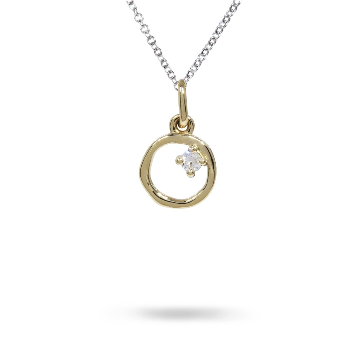 9MM ORGANIC CIRCLE WITH DIAMOND IN 14K YELLOW GOLD - NECKLACES