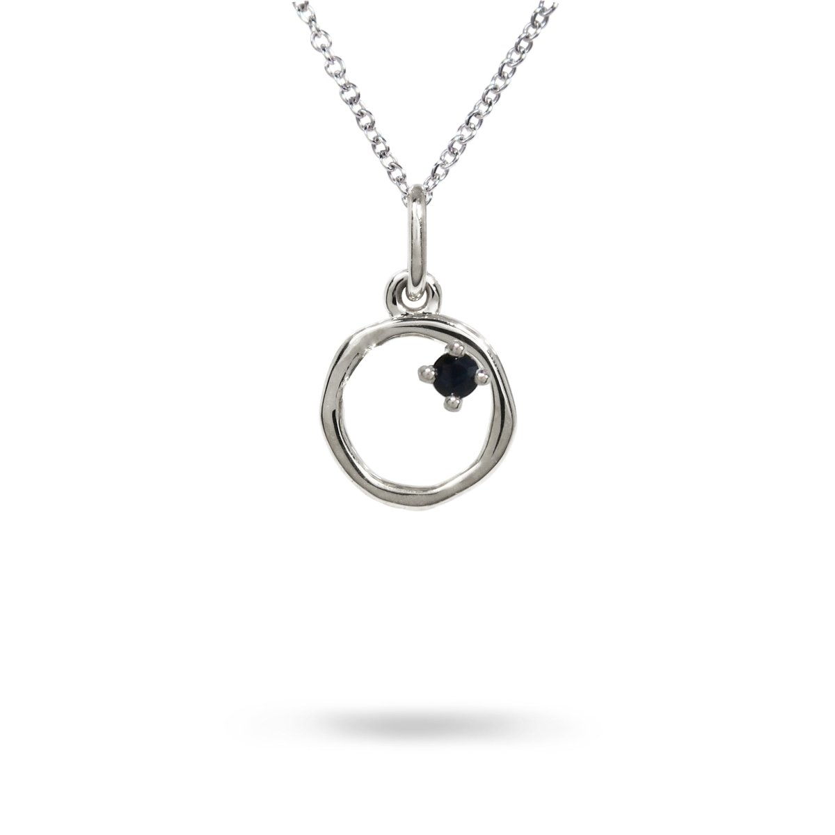 10MM ORGANIC CIRCLE WITH BLACK DIAMOND IN STERLING SILVER - NECKLACES