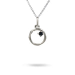 10MM ORGANIC CIRCLE WITH BLACK DIAMOND IN STERLING SILVER - NECKLACES