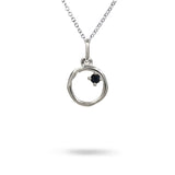 10MM ORGANIC CIRCLE WITH BLACK DIAMOND IN STERLING SILVER - NECKLACES