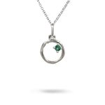 10MM ORGANIC CIRCLE WITH EMERALD IN STERLING SILVER - NECKLACES