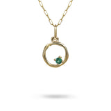12MM ORGANIC CIRCLE WITH EMERALD IN 14K YELLOW GOLD RIGHT