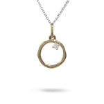 12MM ORGANIC CIRCLE WITH DIAMOND IN 14K YELLOW GOLD - NECKLACES