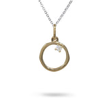 12MM ORGANIC CIRCLE WITH DIAMOND IN 14K YELLOW GOLD - NECKLACES
