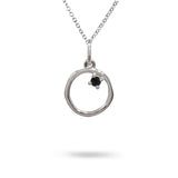 12MM ORGANIC CIRCLE WITH BLACK DIAMOND IN STERLING SILVER - NECKLACES
