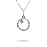 12MM ORGANIC CIRCLE WITH BLUE TOPAZ IN STERLING SILVER - NECKLACES
