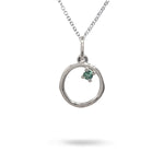 12MM ORGANIC CIRCLE WITH BLUE TOURMALINE IN STERLING SILVER - NECKLACES