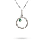 12MM ORGANIC CIRCLE WITH EMERALD IN STERLING SILVER LEFT - NECKLACES