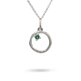 12MM ORGANIC CIRCLE WITH EMERALD IN STERLING SILVER LEFT - NECKLACES
