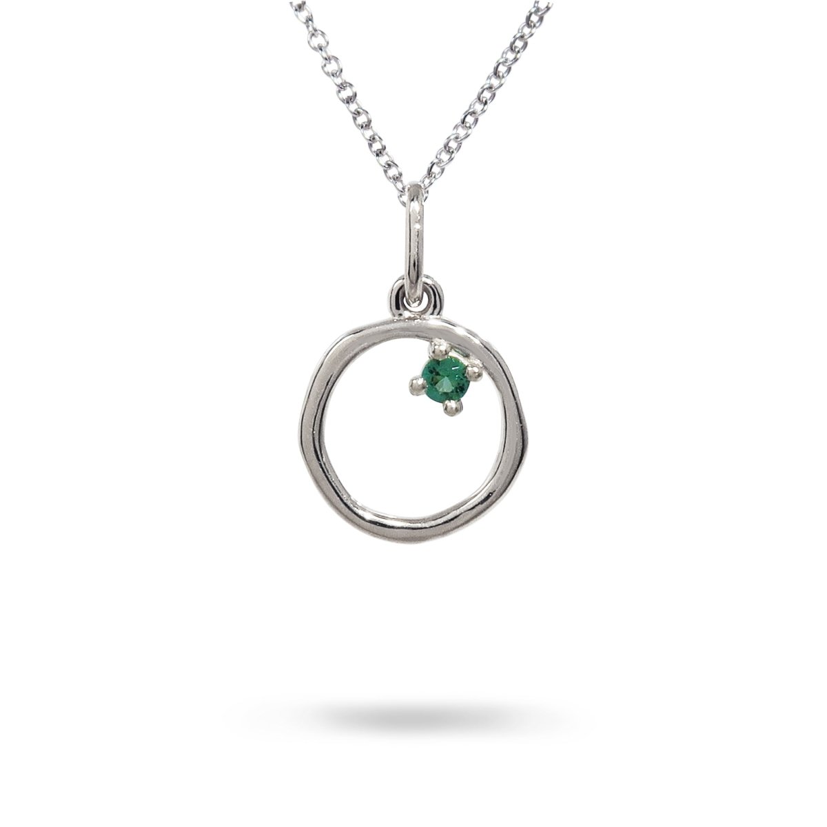 12MM ORGANIC CIRCLE WITH EMERALD IN STERLING SILVER RIGHT - NECKLACES