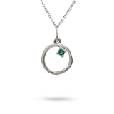 12MM ORGANIC CIRCLE WITH EMERALD IN STERLING SILVER RIGHT - NECKLACES