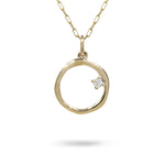 15MM ORGANIC CIRCLE WITH DIAMOND IN YELLOW GOLD - NECKLACES