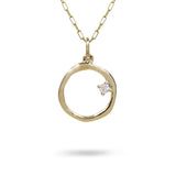 15MM ORGANIC CIRCLE WITH DIAMOND IN YELLOW GOLD - NECKLACES