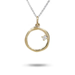 15MM ORGANIC CIRCLE WITH DIAMOND IN YELLOW GOLD - NECKLACES