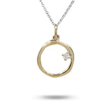 15MM ORGANIC CIRCLE WITH DIAMOND IN YELLOW GOLD - NECKLACES