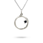 15MM ORGANIC CIRCLE WITH BLACK DIAMOND IN STERLING SILVER - NECKLACES