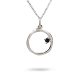 15MM ORGANIC CIRCLE WITH BLACK DIAMOND IN STERLING SILVER - NECKLACES