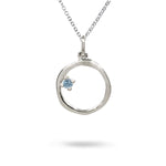 15MM ORGANIC CIRCLE WITH BLUE TOPAZ IN STERLING SILVER - NECKLACES