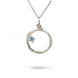 15MM ORGANIC CIRCLE WITH BLUE TOPAZ IN STERLING SILVER - NECKLACES