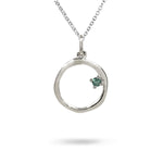 15MM ORGANIC CIRCLE WITH BLUE TOURMALINE IN STERLING SILVER - NECKLACES
