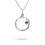 15MM ORGANIC CIRCLE WITH EMERALD IN STERLING SILVER - NECKLACES