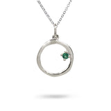 15MM ORGANIC CIRCLE WITH EMERALD IN STERLING SILVER - NECKLACES