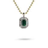 PLATINUM EMERALD LUXE PENDANT WITH 14K YELLOW GOLD BEAD CHAIN