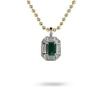 PLATINUM EMERALD LUXE PENDANT WITH 14K YELLOW GOLD BEAD CHAIN - NECKLACES