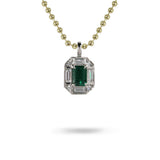 PLATINUM EMERALD LUXE PENDANT WITH 14K YELLOW GOLD BEAD CHAIN - NECKLACES