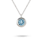 HEAVY ROUND BEZEL PENDANT WITH BLUE TOPAZ IN STERLING SILVER - 