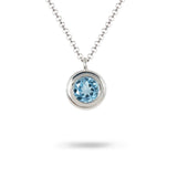 HEAVY ROUND BEZEL PENDANT WITH BLUE TOPAZ IN STERLING SILVER - 