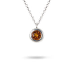 HEAVY ROUND BEZEL PENDANT WITH CITRINE IN STERLING SILVER - 