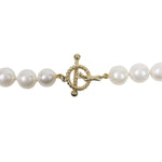 WHITE FRESHWATER PEARL NECKLACE WITH 14K YELLOW GOLD ROPE TOGGLE CLASP -