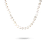 WHITE FRESHWATER PEARL NECKLACE WITH 14K YELLOW GOLD ROPE TOGGLE CLASP -