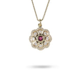 ROSE WINDOW RUBELITTE NECKLACE IN 14K YELLOW GOLD