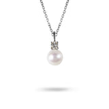 FRESH WATER PEARL WITH DIAMOND DROP NECKLACE IN 14K WHITE GOLD