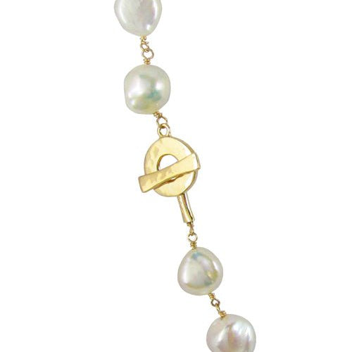 WHITE BAROQUE PEARL NECKLACE IN YELLOW GOLD - NECKLACES