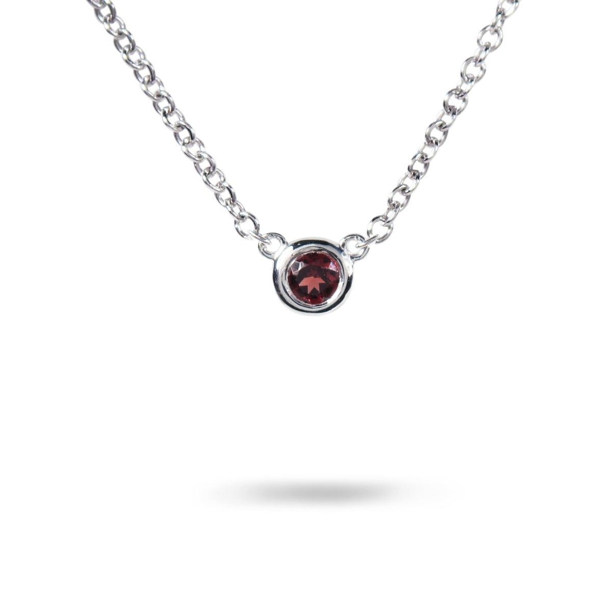 FLOATING GARNET IN STERLING SILVER - NECKLACES