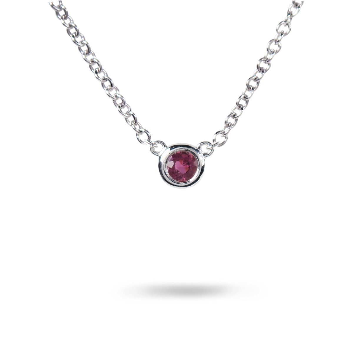 FLOATING PINK TOURMALINE IN STERLING SILVER - NECKLACES